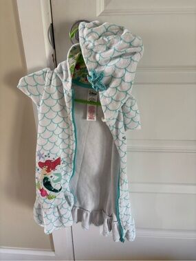 Disney Store Ariel Hooded Terry Cloth Bath Towel Cover-Up Girls Size 3 Rare